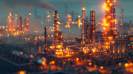 Fototapeta premium Oil refinery at night.