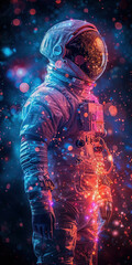 Astronaut in vivid celestial backdrop