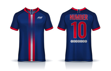 t-shirt sport design template, Soccer jersey mockup for football club. uniform front and back view.	