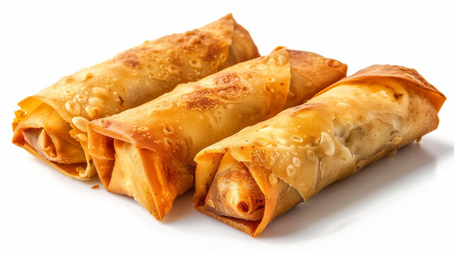 Tasty Asian Egg Rolls on Clean White Surface