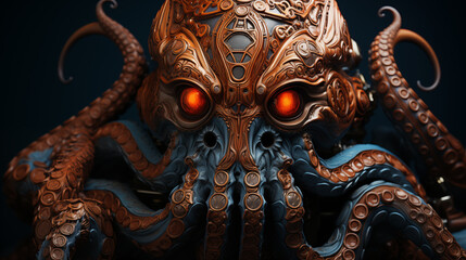 Fototapeta premium beauty of an octopus up close in this stunning footage. Dive into the depths of the ocean as the octopus gracefully maneuvers through its watery domain, showcasing its intelligence and adaptability