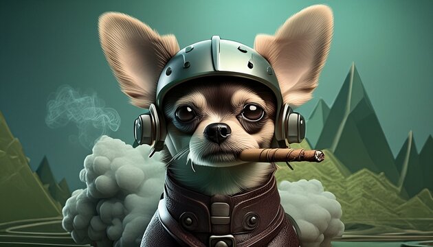 a chihuahua  biker