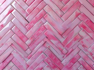 Pink brick wall with zigzag pattern