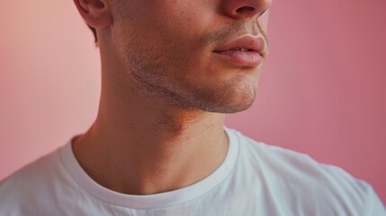 Naklejka premium A detailed shot of a man wearing a white shirt. Suitable for business or casual concepts