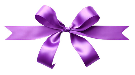 Shiny purple satin ribbon on white background. Vector purple bow. Purple bow and purple ribbon. Christmas gift, valentines day, birthday wrapping element