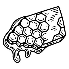 Fototapeta premium Honeycomb with honey doodle. Bee apiary. Farm extraction of honey and wax. Hand drawn vector sketch illustration.