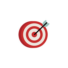 Vector illustration of a target with a hit arrow with a feather and plastic parts