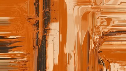  An abstract background that combines elements of traditional oil painting with the digital aesthetics of glitch art, orange and beige colors.