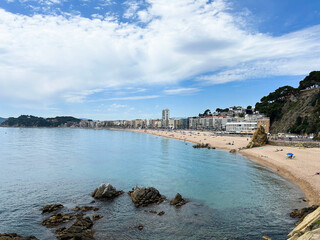 Fototapeta premium Beautiful view of the city and sea on a summer day. Lloret de Mar. Spain.