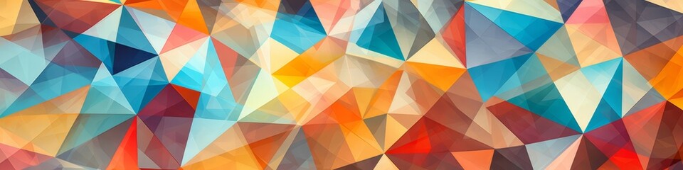 Fototapeta premium The Geometric pattern of colored triangles intersecting and forming complex compositions on the background.