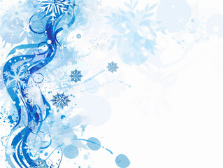 Artistic Blue and White Christmas Wave Design