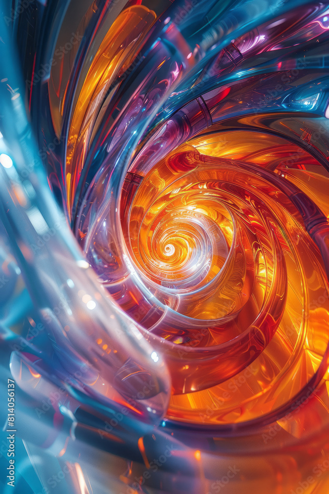 Poster Abstract depiction of a viral replication process, with the replication machinery turning into a whirl of colors,