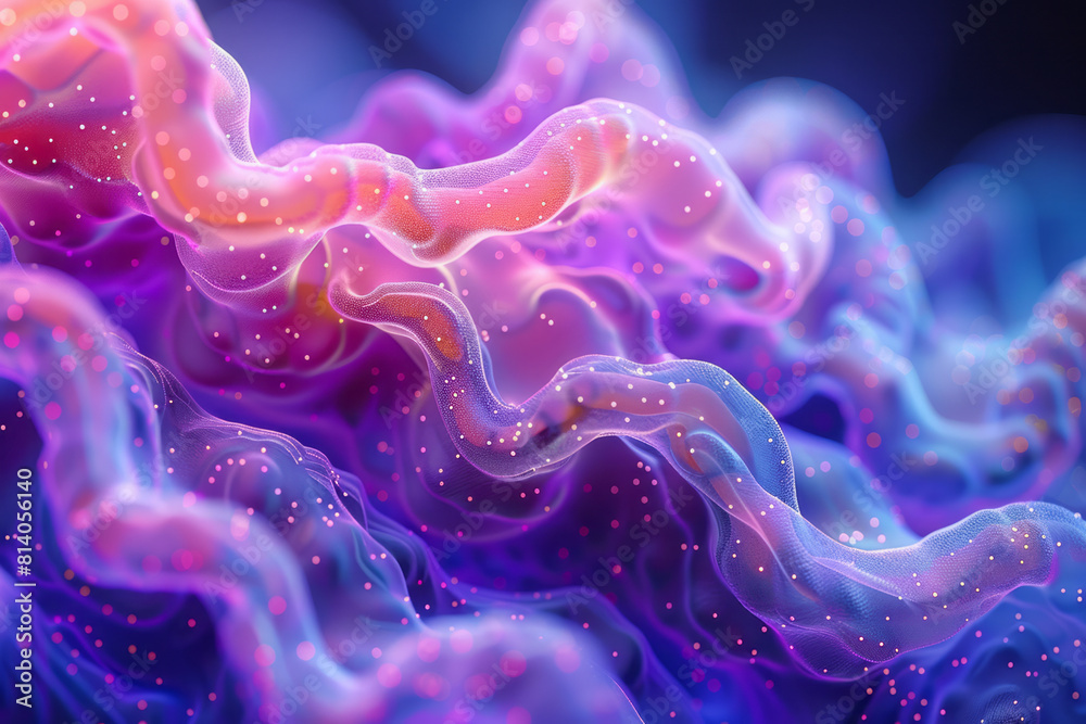 Aufkleber colorful, abstract visualization of a tetanus bacterium, with its rigid structure flowing into soft,