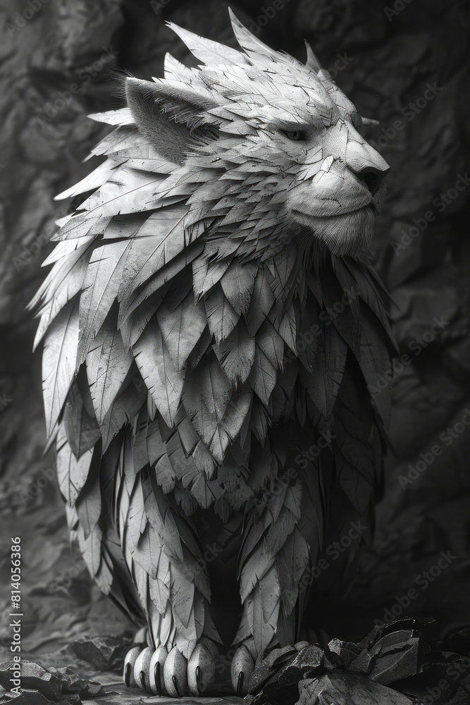 Aufkleber artistic portrayal of a gryphon, its eagle and lion features expressed through sharp, geometric patt