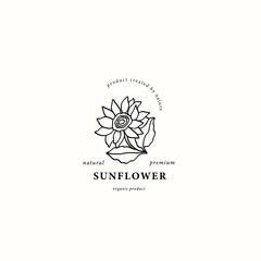 Line art sunflower branch logo