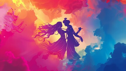 A celestial and harmonious vector gradient representation of Radha and Krishna © Muhammad