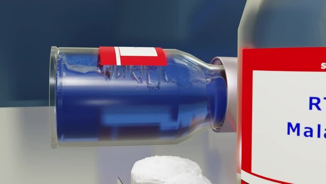 RTS,S Malaria Vaccine Rolling Vial (Closeup)
