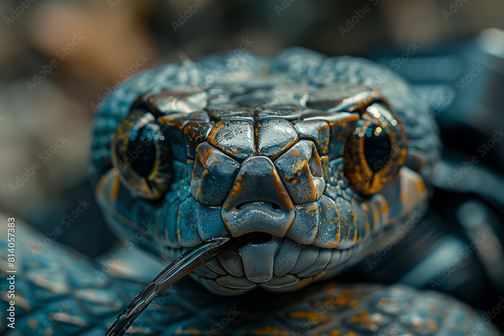 Poster A snake with a camera for a tongue, used in rescue missions to access tight spaces in disaster zones,