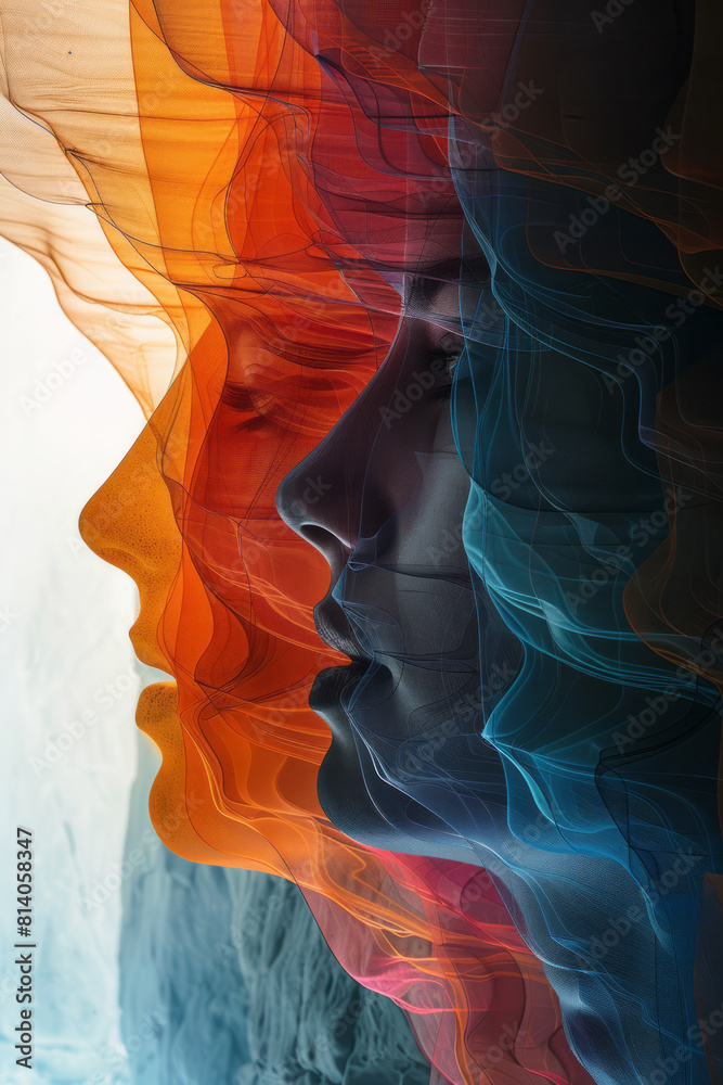 Aufkleber visualization of an echo in a canyon, rippling lines and fading colors illustrating the sound's jour
