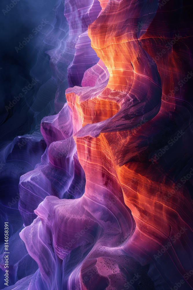 Aufkleber Visualization of an echo in a canyon, rippling lines and fading colors illustrating the sound's journey.