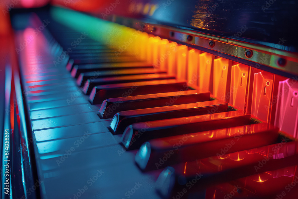 Leinwandbilder visualization of a piano's arpeggio, ascending and descending lines in a chromatic scale of colors.