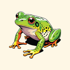 Hand Drawn Cute Frog Illustration Cartoon Style