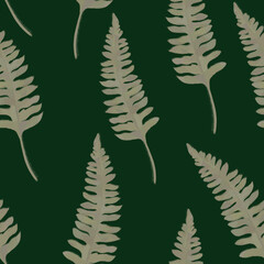 Seamless botanical vintage pattern on green background for design of fabrics, paper, packaging, textiles in hand drawn cartoon flat style.