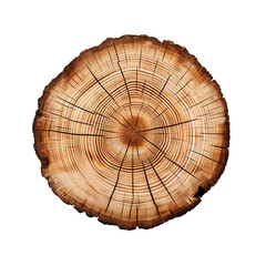 Obraz premium cross section of tree trunk on transparent background, clipping path, png,