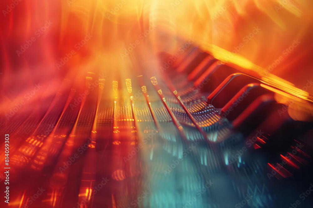 Aufkleber Visualization of a jazz melody, with smooth, serpentine lines that glide over a softly colored background,