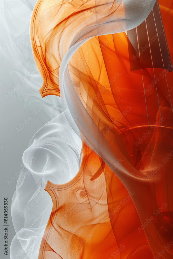 Poster visualization of a jazz melody, with smooth, serpentine lines that glide over a softly colored backg