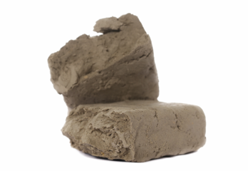 Modelling clay cube, lump isolated on white background