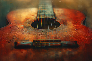Softly textured canvas with brush strokes that mimic the gentle tapping of a classical guitar,