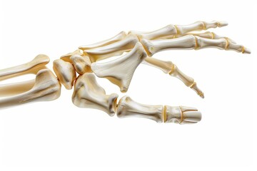 human hand skeleton anatomy with bones isolated on white medical illustration 3d rendering