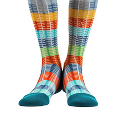 colorful socks on transparent background, clipping path, png,