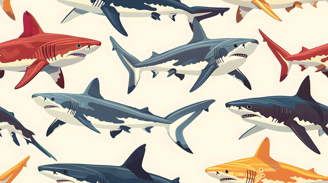 seamless pattern with sharks