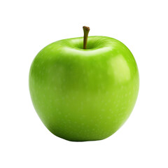 Vibrant Whole Green Apple with Stem, Ripe for the Picking
