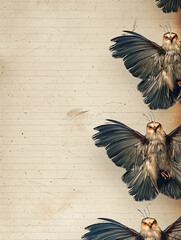 Vintage grunge background with beautiful birds. Place for your text