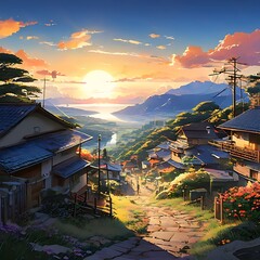 Fototapeta premium sunset in the mountains