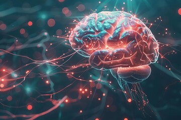 intricate human brain anatomy illustration with glowing neural connections 3d concept illustration