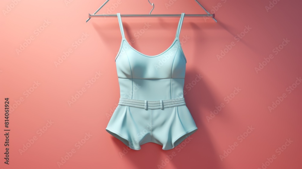 Canvas Prints Blue swimsuit hanging on a hanger. 3d rendering.