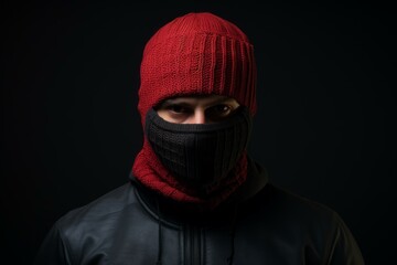 Stealthy Thief ski mask face. Stealing night. Generate Ai