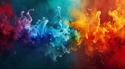 Fototapeta premium Vibrant colorful smoke on dark background