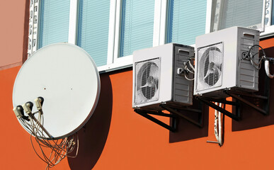 HVAC unit and satellite dish