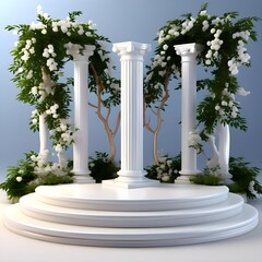 background podium column 3d roman luxury greek white ancient display product classic podium platfor