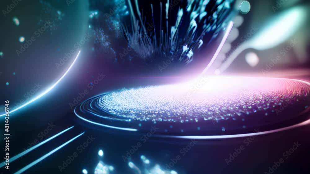 Aufkleber Abstract technology burst with glowing wires and particles in motion. Technology and science abstract dynamic dash