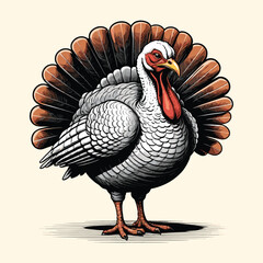 Hand Drawn Turkey Illustration in Engraved Turkeycock