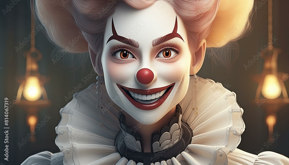 Canvas Prints Lady scary clown