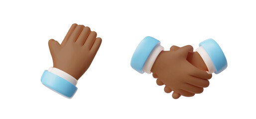 Obraz premium Greeting and handshake gestures 3D vector icon set