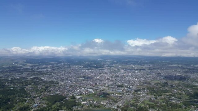 Aerial Shot of Gotemba city and Mount Fuji