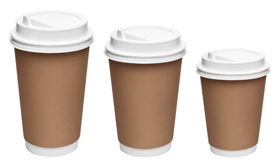 Set of disposable coffee cups, cut out